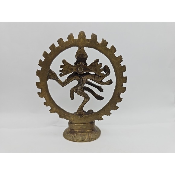 VINTAGE Shiny Dancing Shiva Nataraja Shiva‎ Hindu God Brass Statue 4" - Picture 3 of 16